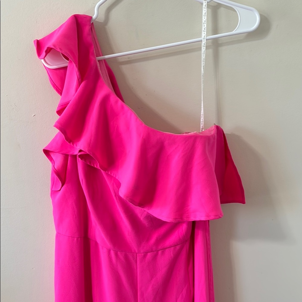 Lilly Pulitzer Lyra One Shoulder Ruffle Jumpsuit Berry Size 12 - Picture 3 of 9